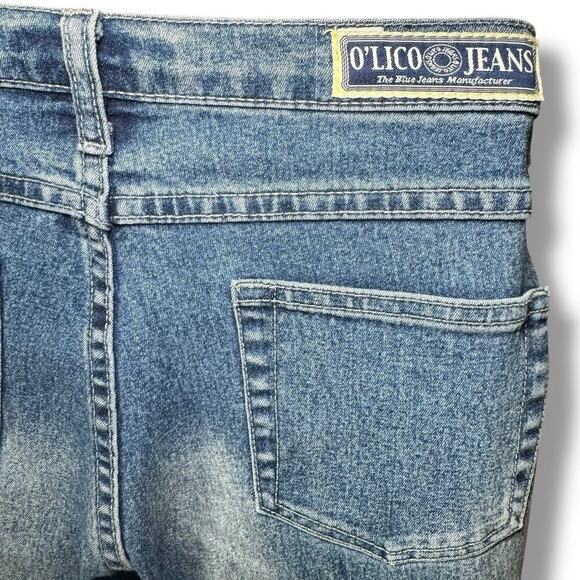 O’lico Split Leg Eyelet Jeans Y2K Light Wash Vintage Denim Size 11 Low Rise - Picture 6 of 10